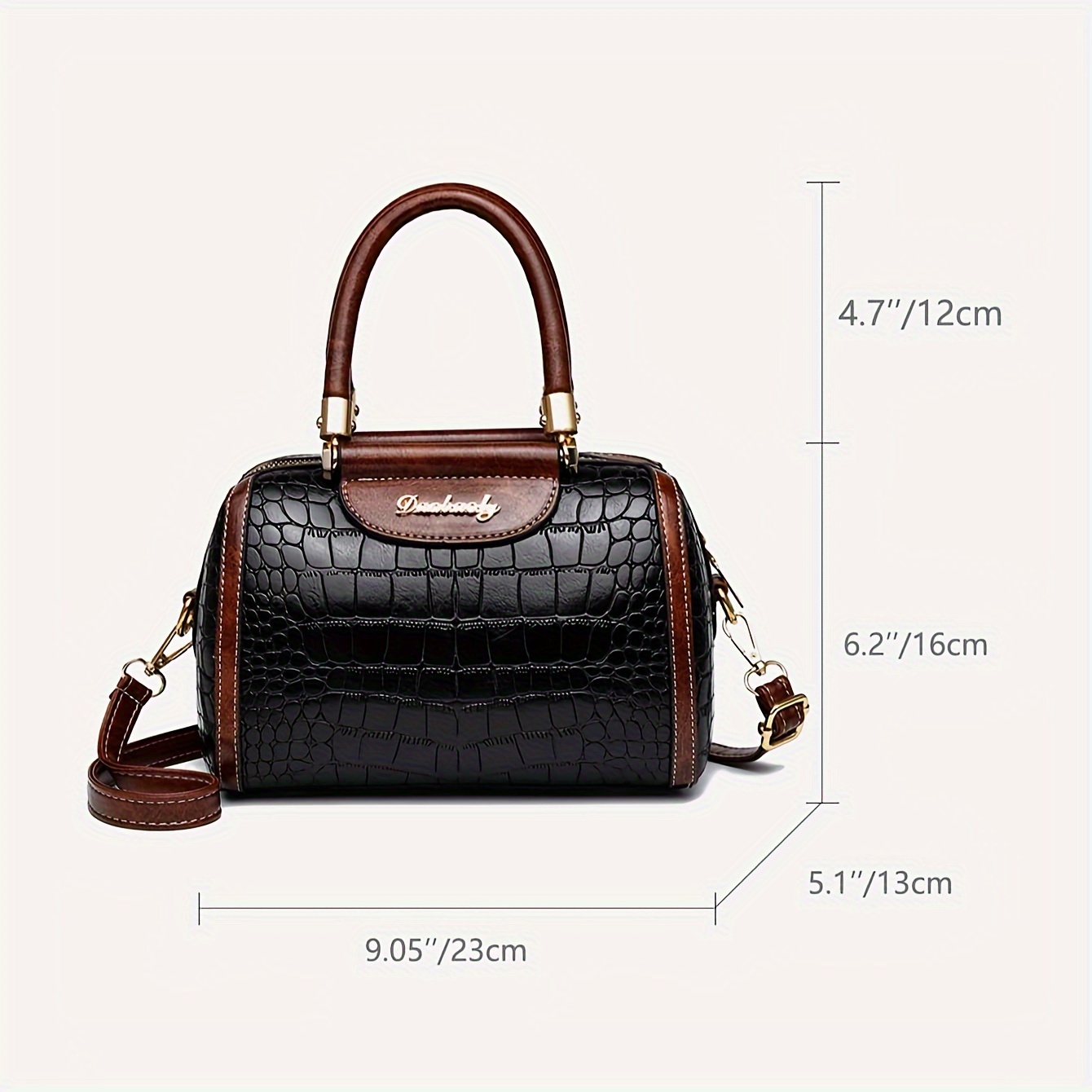 Mini Crocodile Pattern Boston Bag Fashion Crossbody Bag - Temu