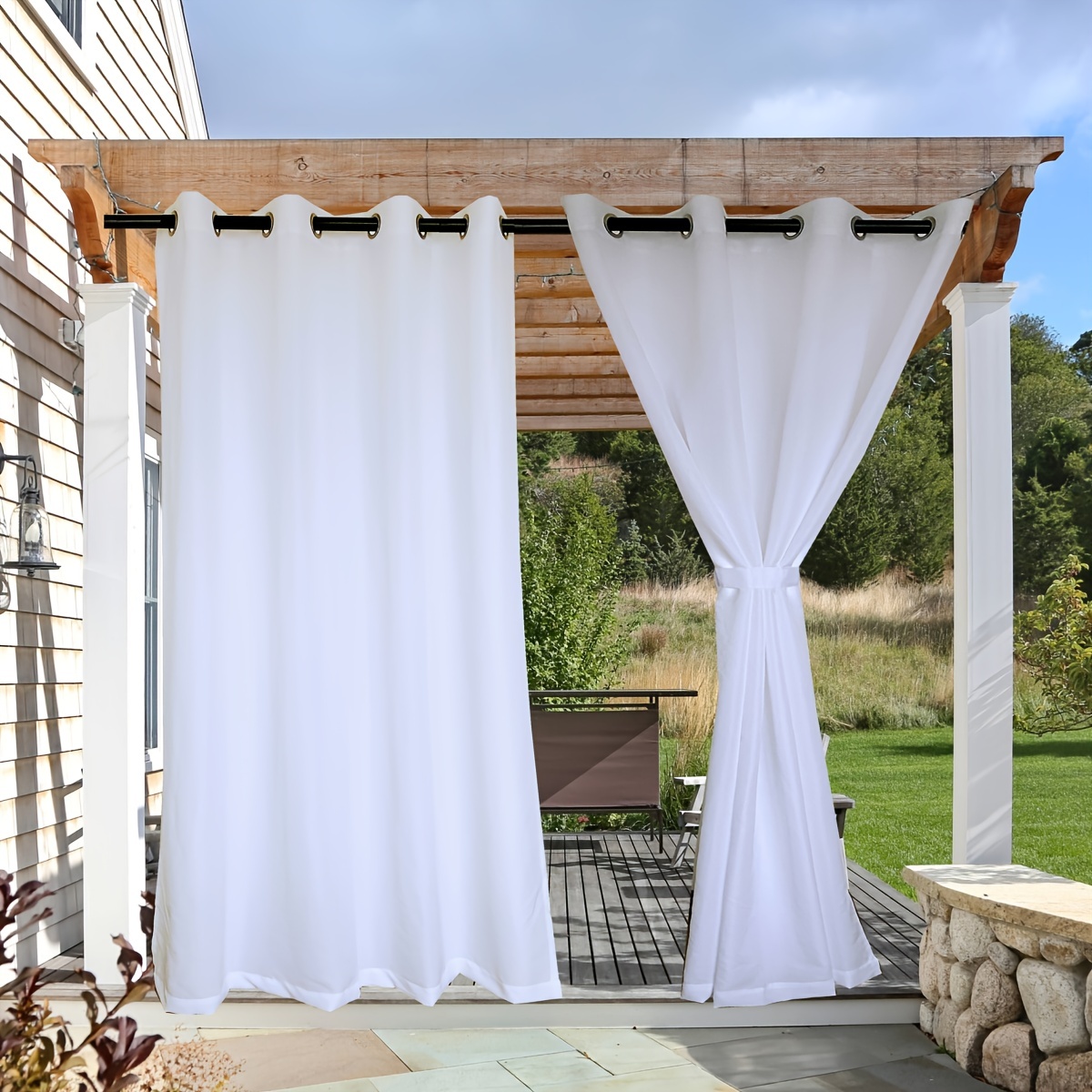 1 Panel Twill Minimate Fabric Waterproof Curtain For Garden Patio Outdoor Curtains Home Decor