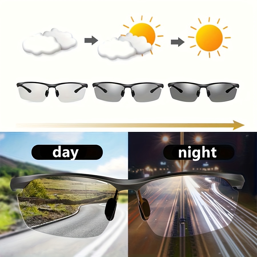 

Polarized Photochromic Fashion Glasses Men's Driving Transition Lens Glasses For Driving And Travel