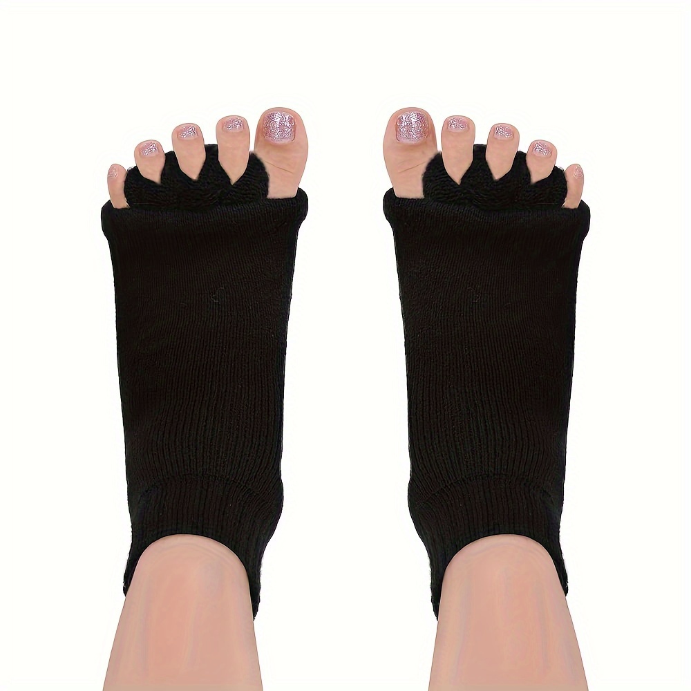 2 Pairs Toe Separator Socks, Foot Alignment Socks Cotton Massage Toeless  Socks Stretch Sports Socks for Yoga Gym 