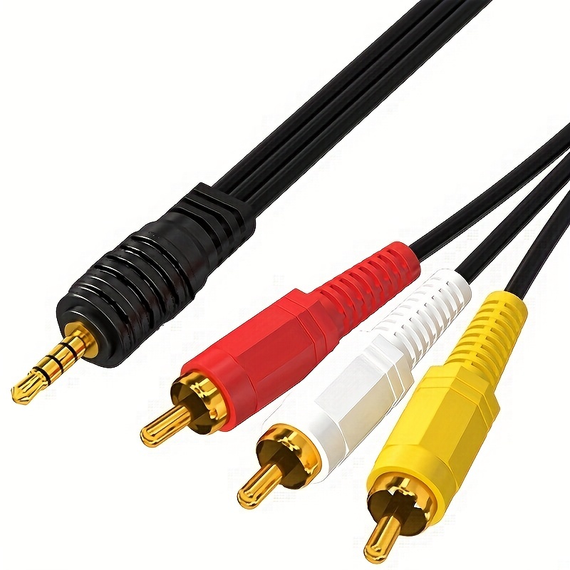 3.5mm to RCA Camcorder Handycam AV Audio Video Output Cable, 3.5mm 1/8  TRRS to 3 RCA Male Plug AUX Cable Cord for TV,Smartphones,MP3