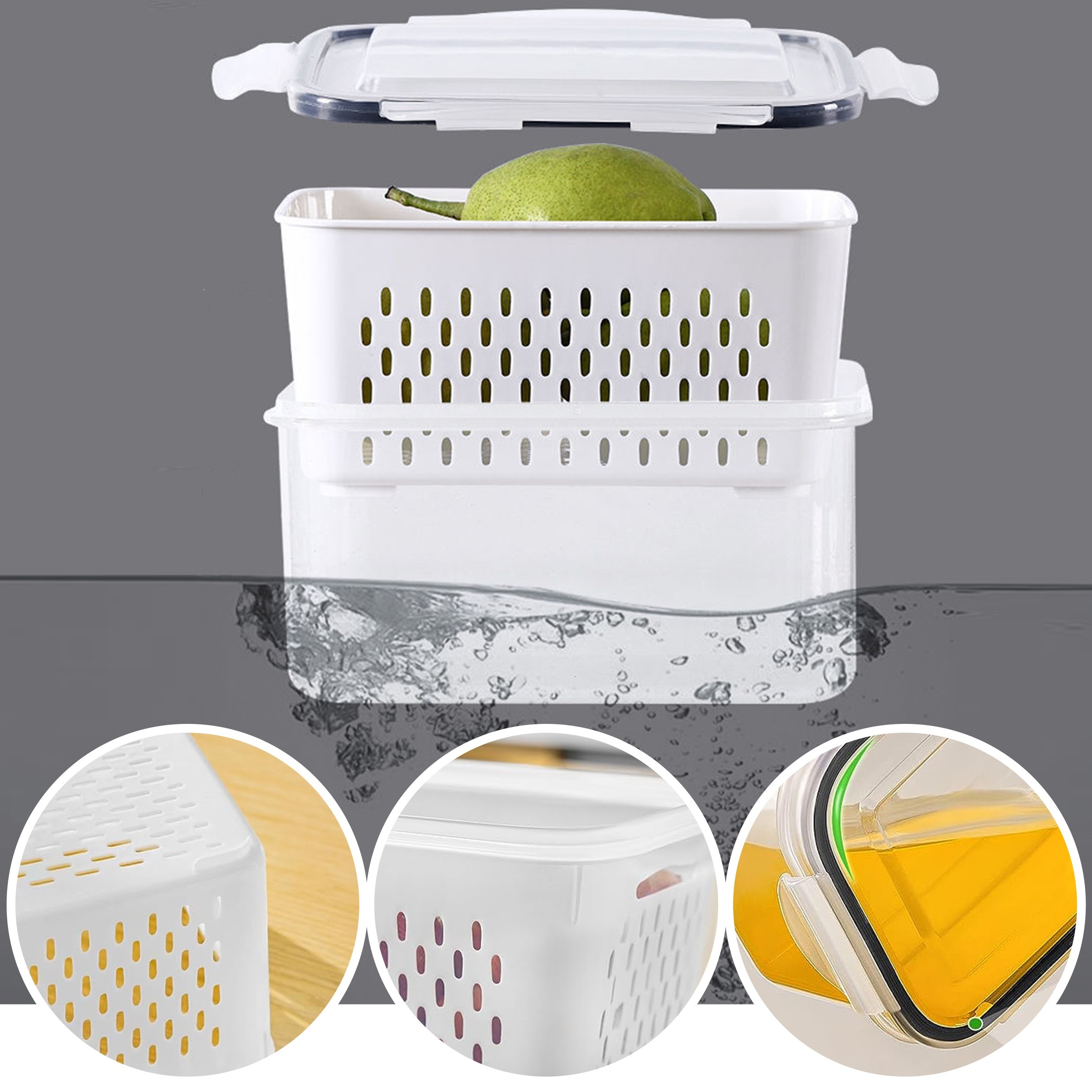  5 PCS Large Fruit Containers for Fridge - Leakproof Food  Storage Containers with Removable Colander - Dishwasher & microwave safe Produce  Containers Keep Fruits, Vegetables, Berry, Meat Fresh longer: Home & Kitchen