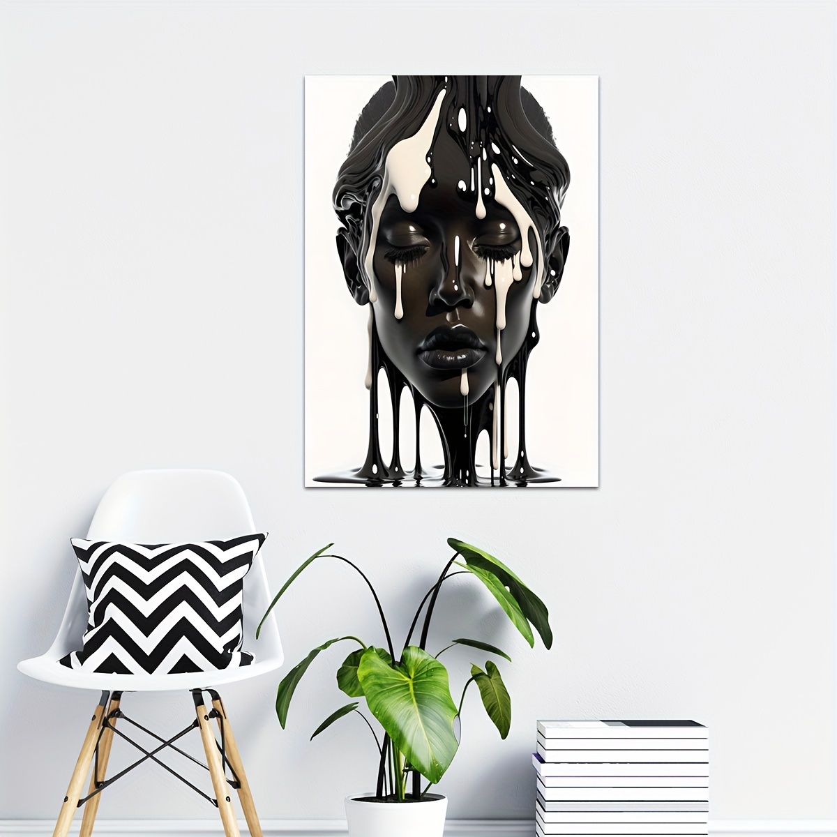 Poster Mural Visage Noir et Blanc