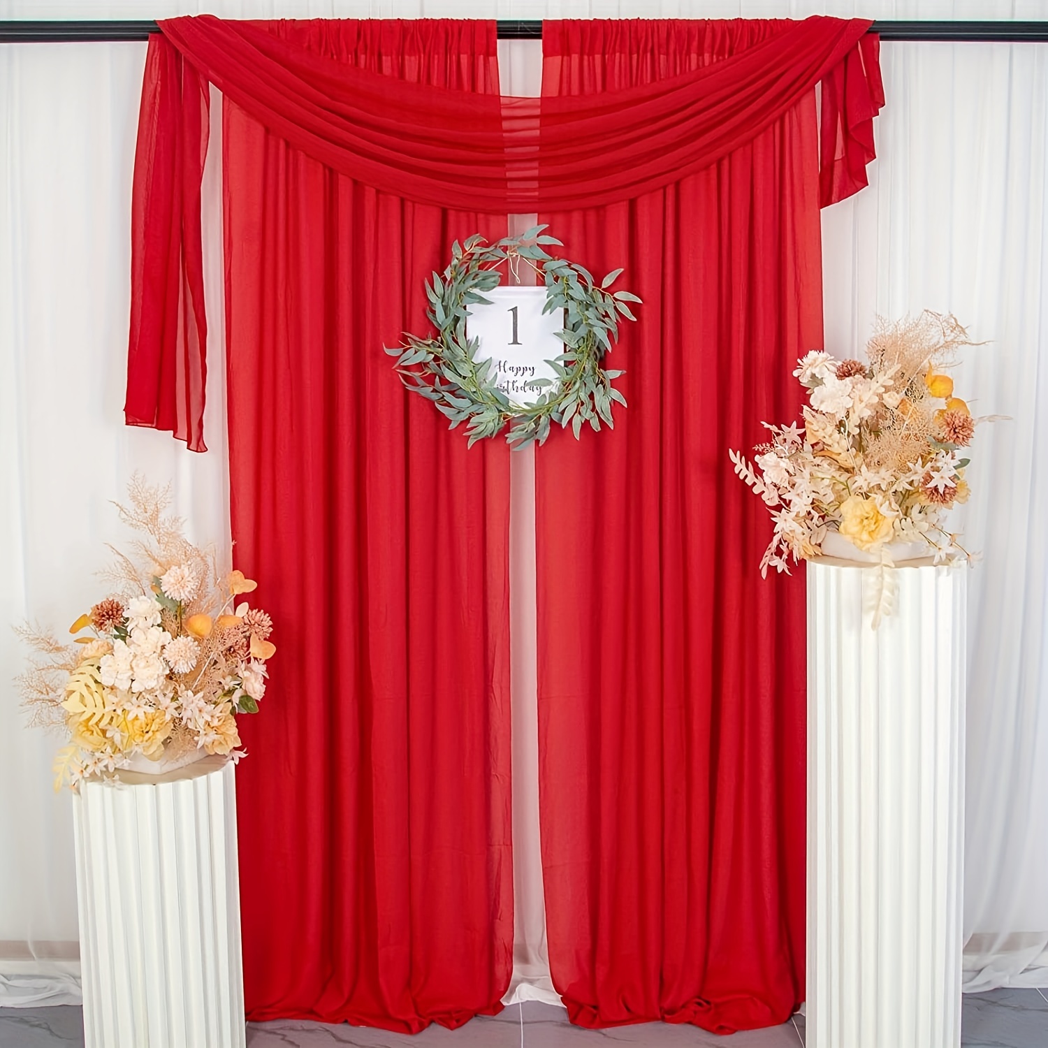 Chiffon Wedding Arch Draping Fabric,75*600CM Wedding Arch Drapes Sheer  Backdrop Curtain for Wedding Ceremony Party Ceiling Decor