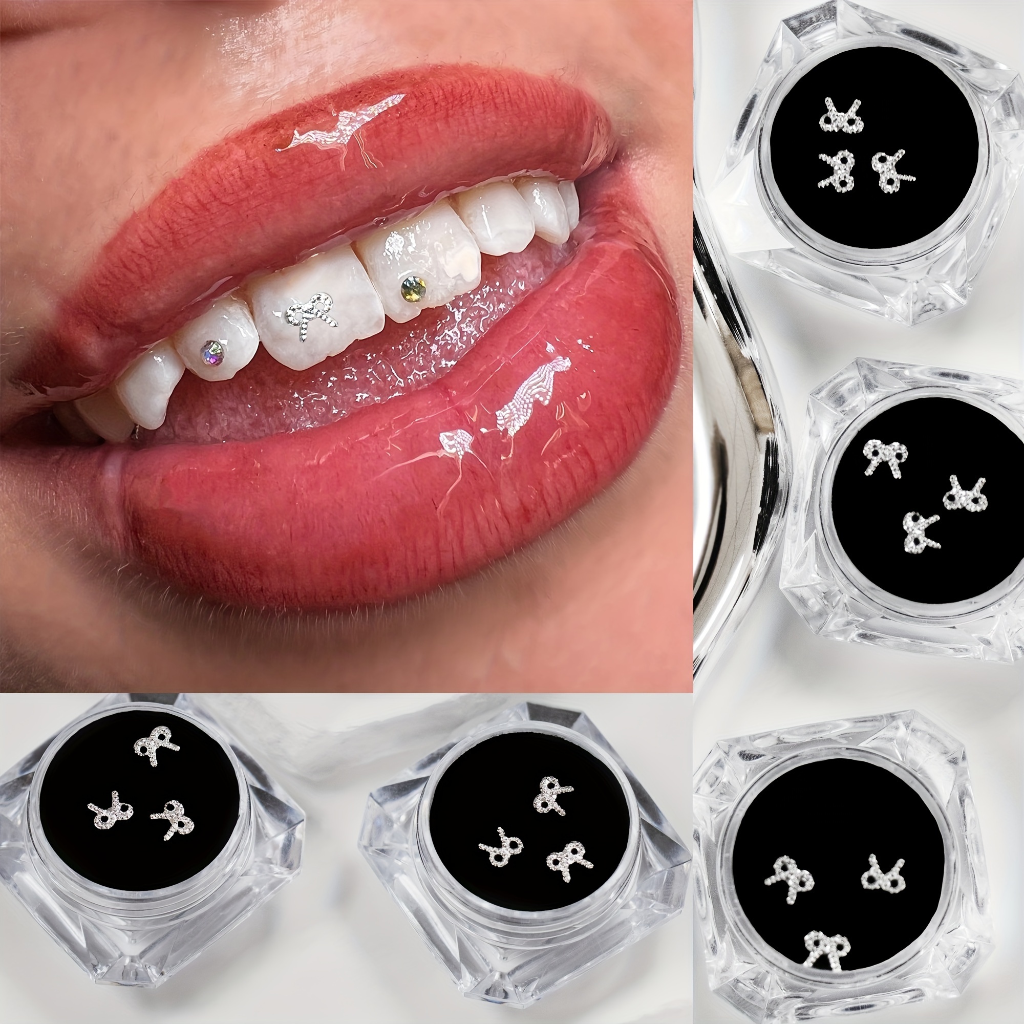 Gemas dentales de cristal de 4 piezas, adornos de joyería de diente de  diamante de belleza