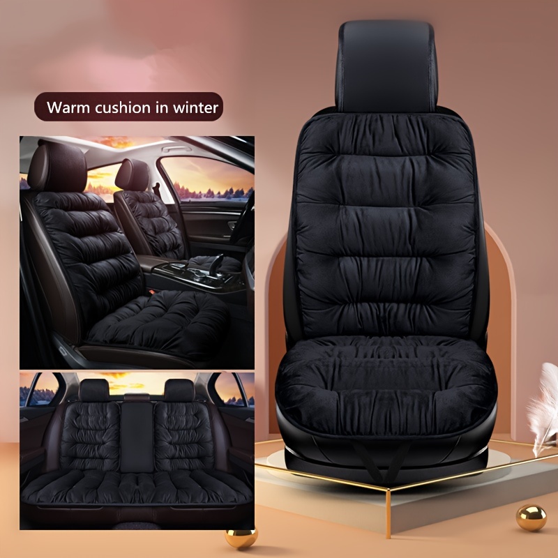 1pc Short Plush Car Seat Cushion Without Backrest, Winter Embroidery Warm  Single Piece Front Driver & Rear Seat Pad