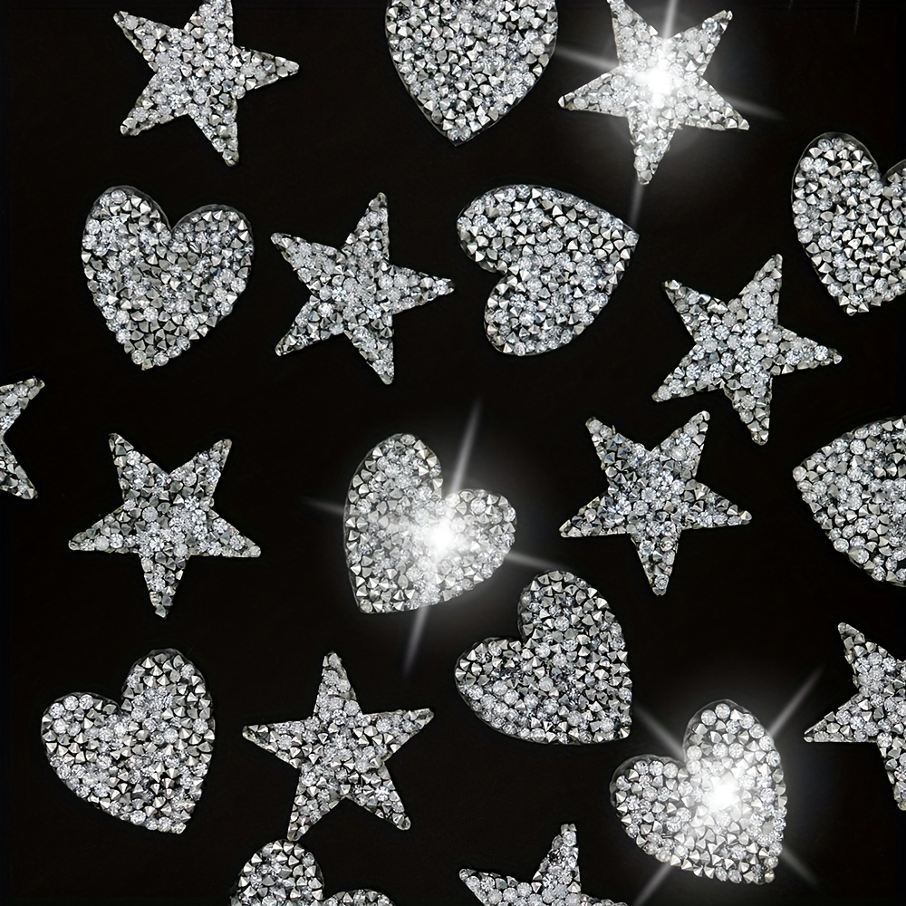 Silvery Rhinestone Star Decal Patch Y2k Ironed - Temu