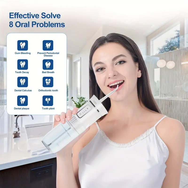 4 in 1 dental irrigator wireless dental irrigator oral irrigator with diy mode 4 nozzles dental irrigator portable usb charging for home travel daily dental care for men and women ideal gift dental water floss details 1