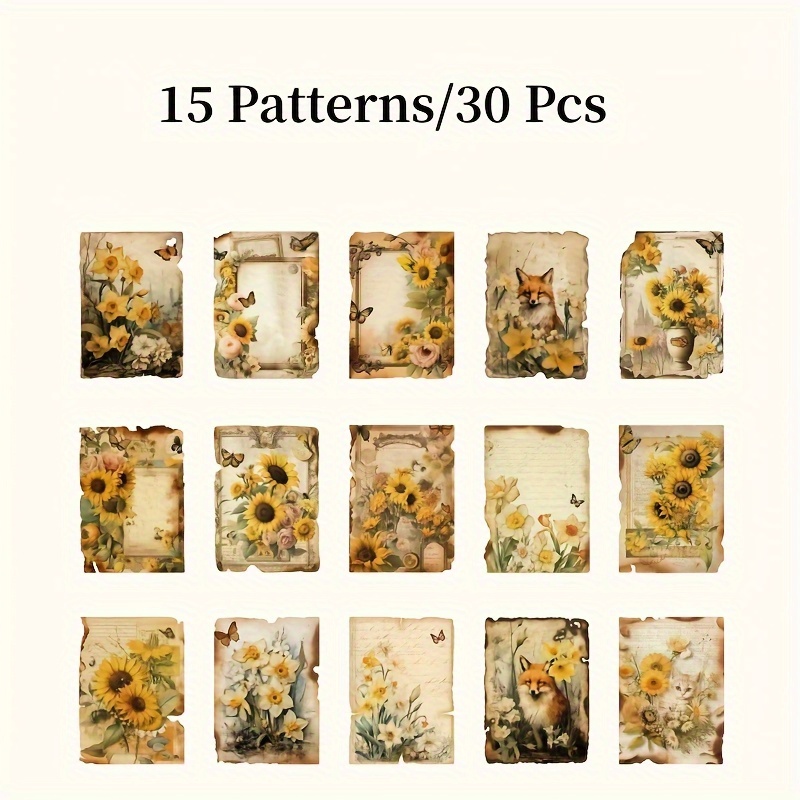 30pcs Flower Frame Scrapbooking Deco Material Paper hand made Diary Album  notebooks Junk Journaling Supplies Collage