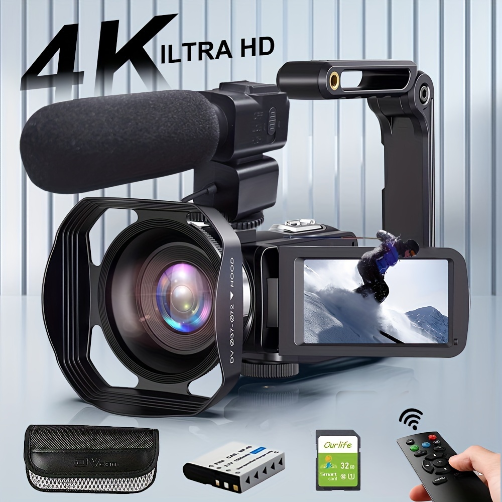 Caméra vidéo 4K 64 MP 60 fps zoom numérique 18x caméra de vlogging