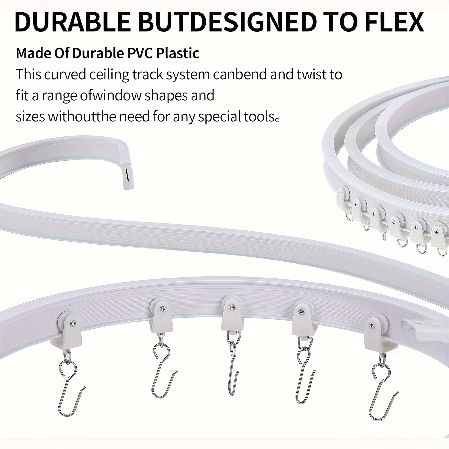  Flexible Bendable Ceiling Curtain Track, 5m (16.4ft), Ceiling  Mount, for Curtain Track with Track Curtain System, RV Curtain Spacer,  Curtain Ceiling Track, white : Home & Kitchen