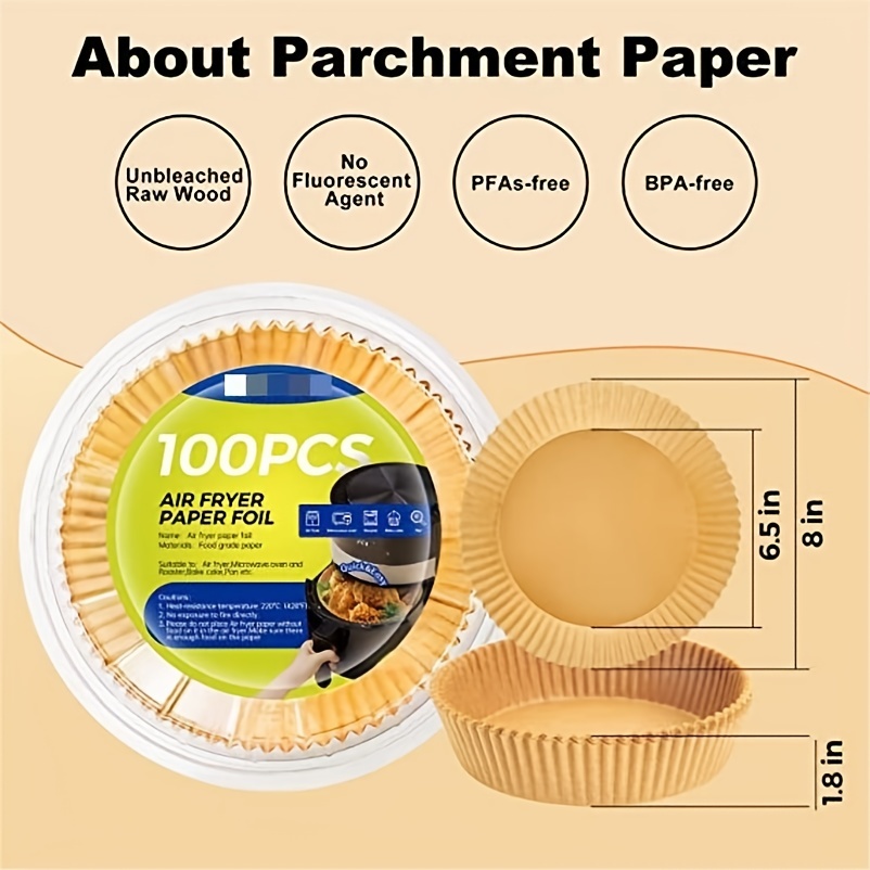 6.5/8 Inch Disposable Paper Liners,50/100 PCS Non-Stick Parchment