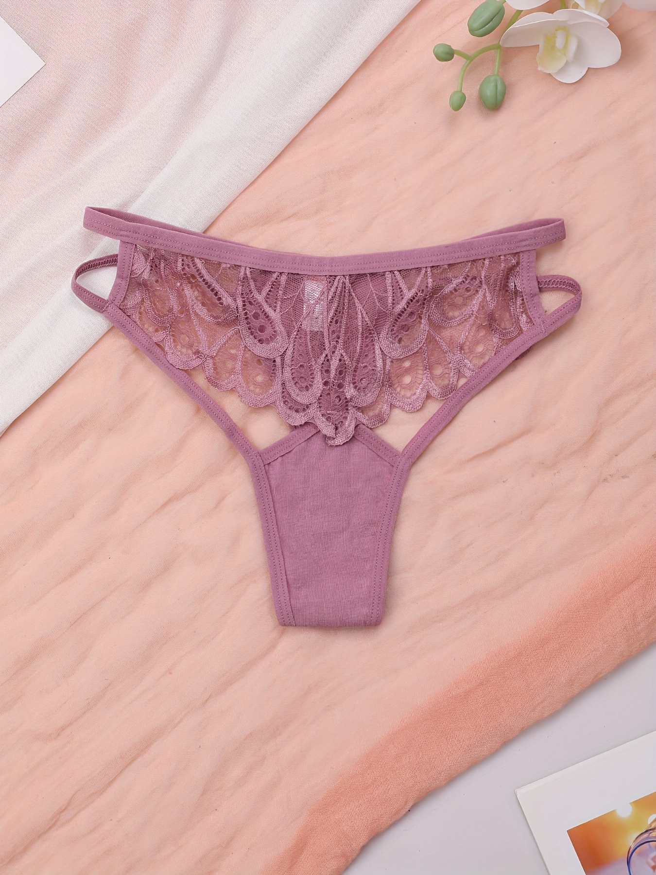 Women Sexy Panties Screw Thread Cotton Thongs Female Letter - Temu