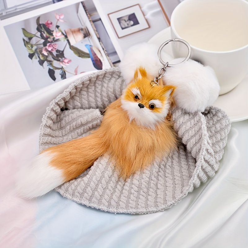 Plush Little Fox Keychain Car Pendant Men Creative Gift Bag - Temu