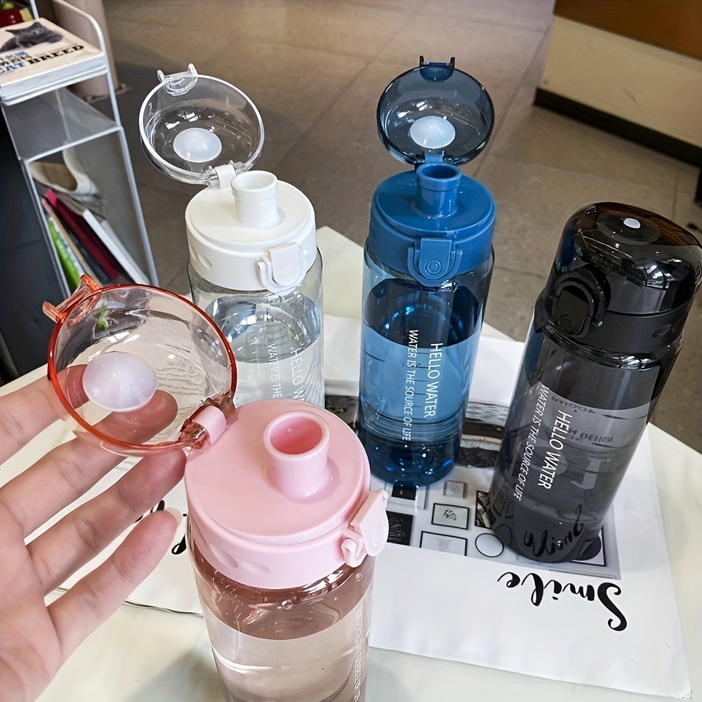 Portable Cute Round Plastic Straw Water Bottle With Pop up - Temu