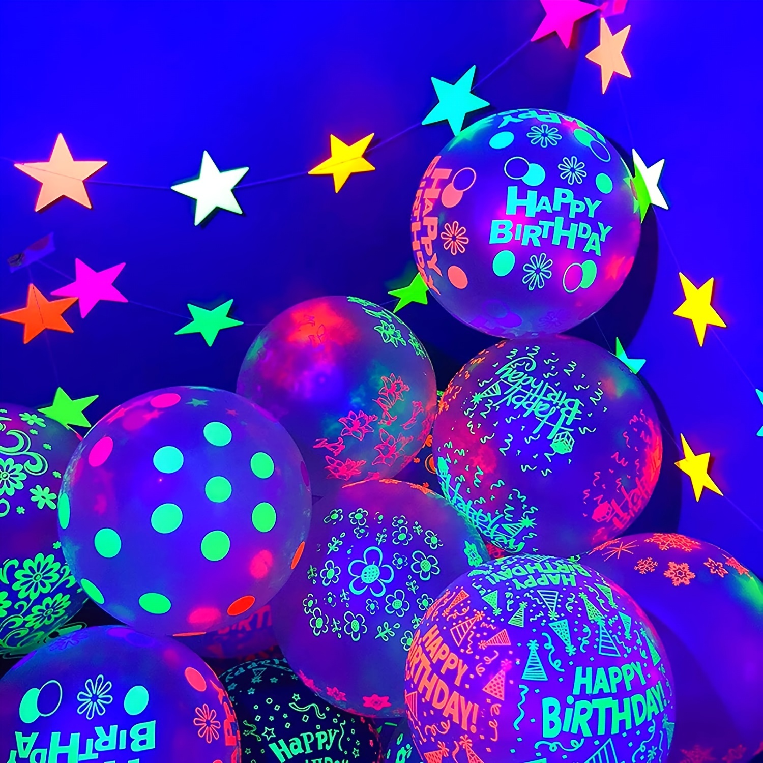 10 Pcs Fluorescent Balloon Dots Love Heart Star Latex Balloon Children  Gifts Wedding Birthday Party Decoration Glow Balloon