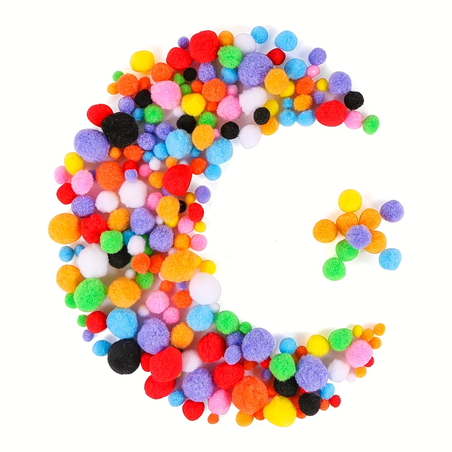1000 bolas de pompones multicolores, pompones de varios tamaños y colores  para decoración de arte y manualidades