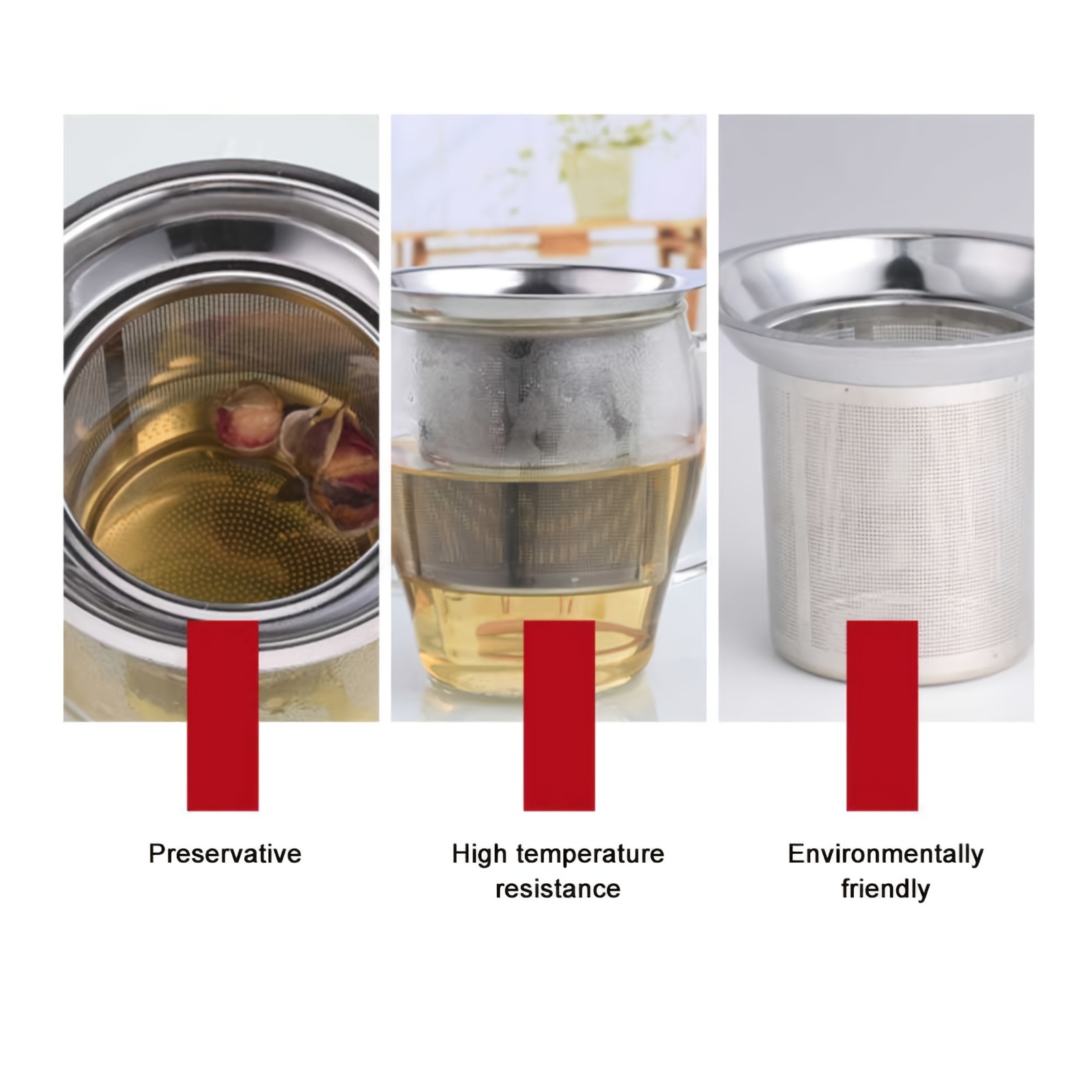 1 infusore per tè in maglia di acciaio inossidabile, riutilizzabile per  teiera, tazza, colino per tè, filtro per spezie a foglie sciolte, argenteo  - Temu Italy