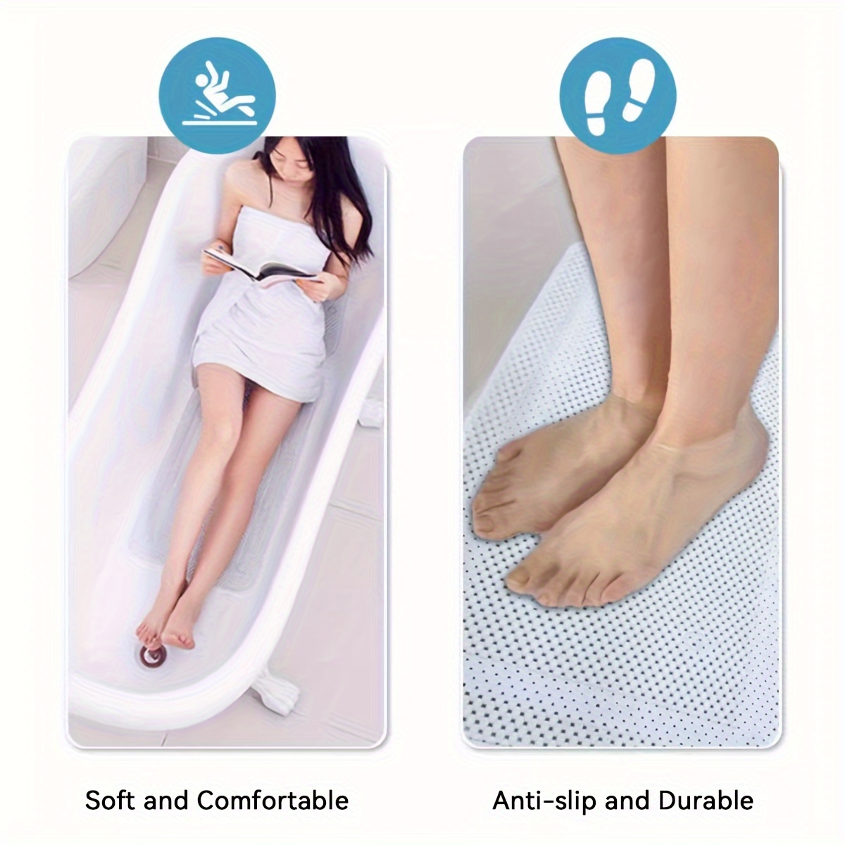 Cushioned Rubber Bath Mat: Pillow Top Non-Slip Bath Mat