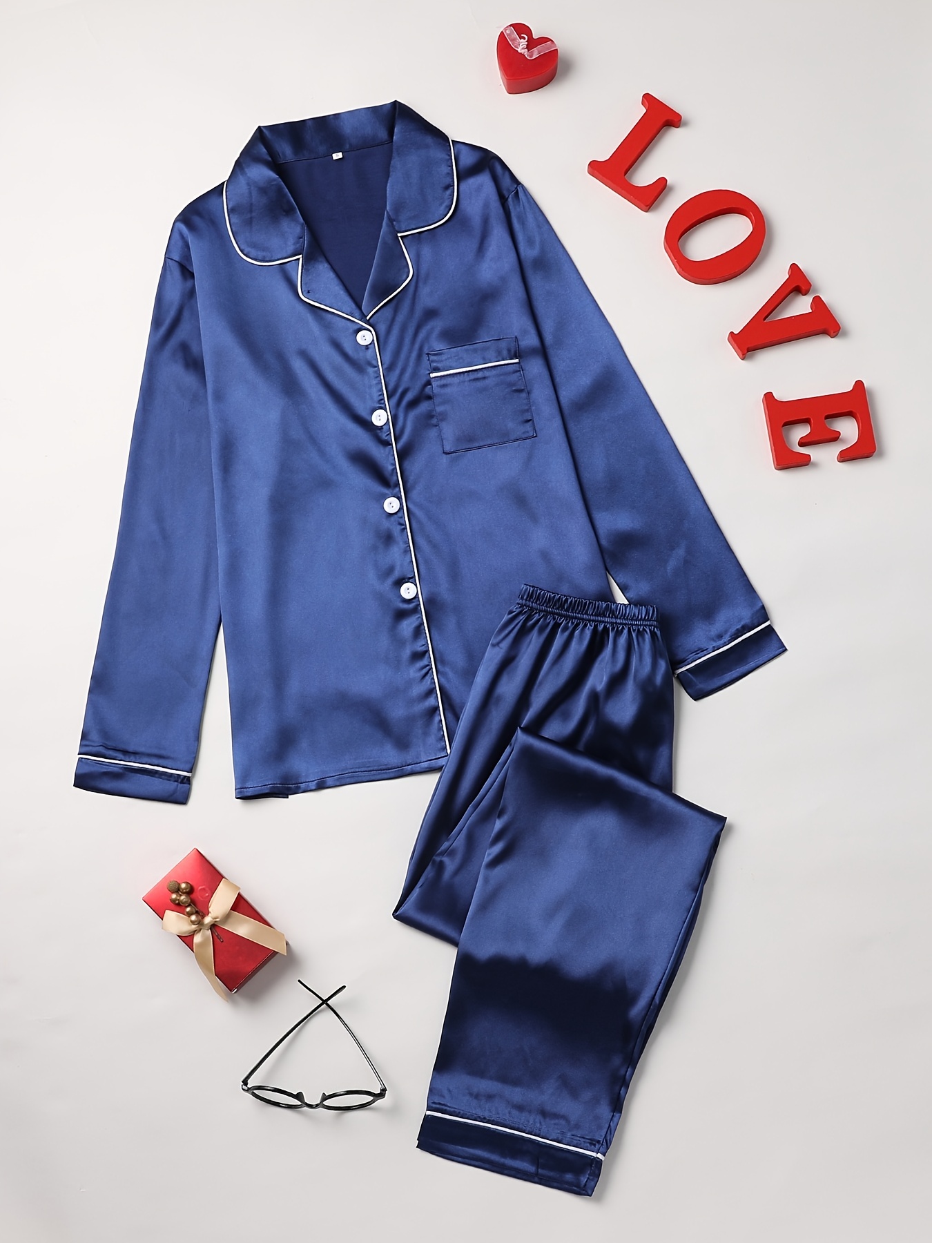 Aayomet Womens Pajamas Set Pajamas for Women Soft Button Up Pajama Set Long  Sleeve Shirt and Pajama Pants Lounge Sets,Red XL