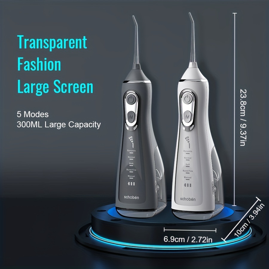 1pc rechargeable electric water flosser with 4  tips for teeth whitening and oral care 5 cleaning modes 300ml detachable reservoir cordless and waterproof perfect for home and travel details 5