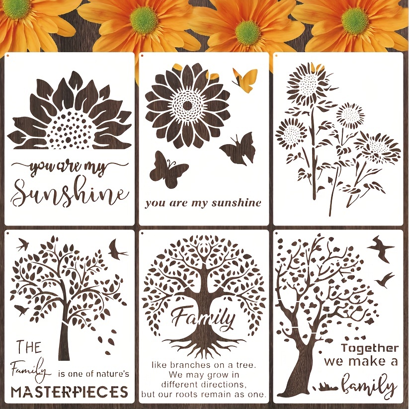 Stencils For Painting Reusable Tree Plant Flower Stencils - Temu