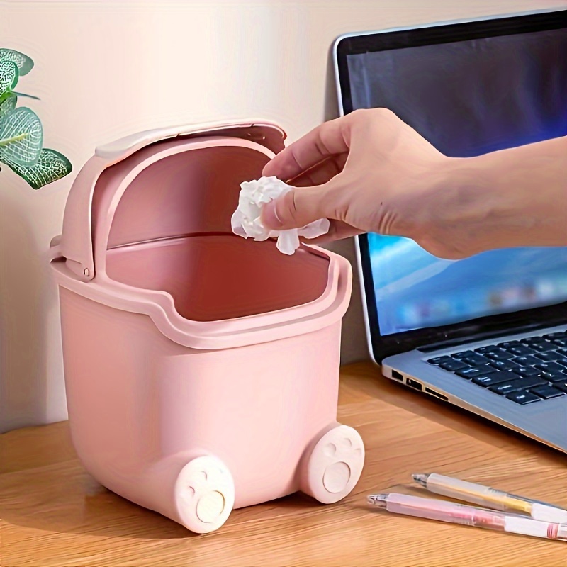 Mini Trash Can With Lid - Cute Animal Desktops Trash Can, Garbage