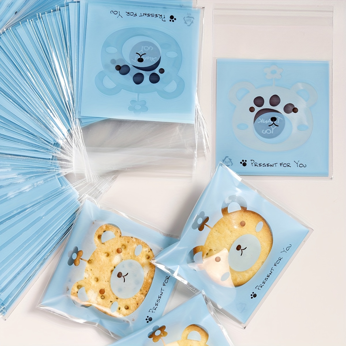 

100pcs Little Bear Creative Cute Packaging Bag Small Business Supplies & Practical Convenient Home Personal Use Supplies