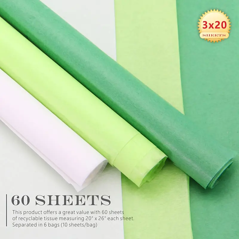 Green Tissue Paper - 20 x 26 - 10 Sheets