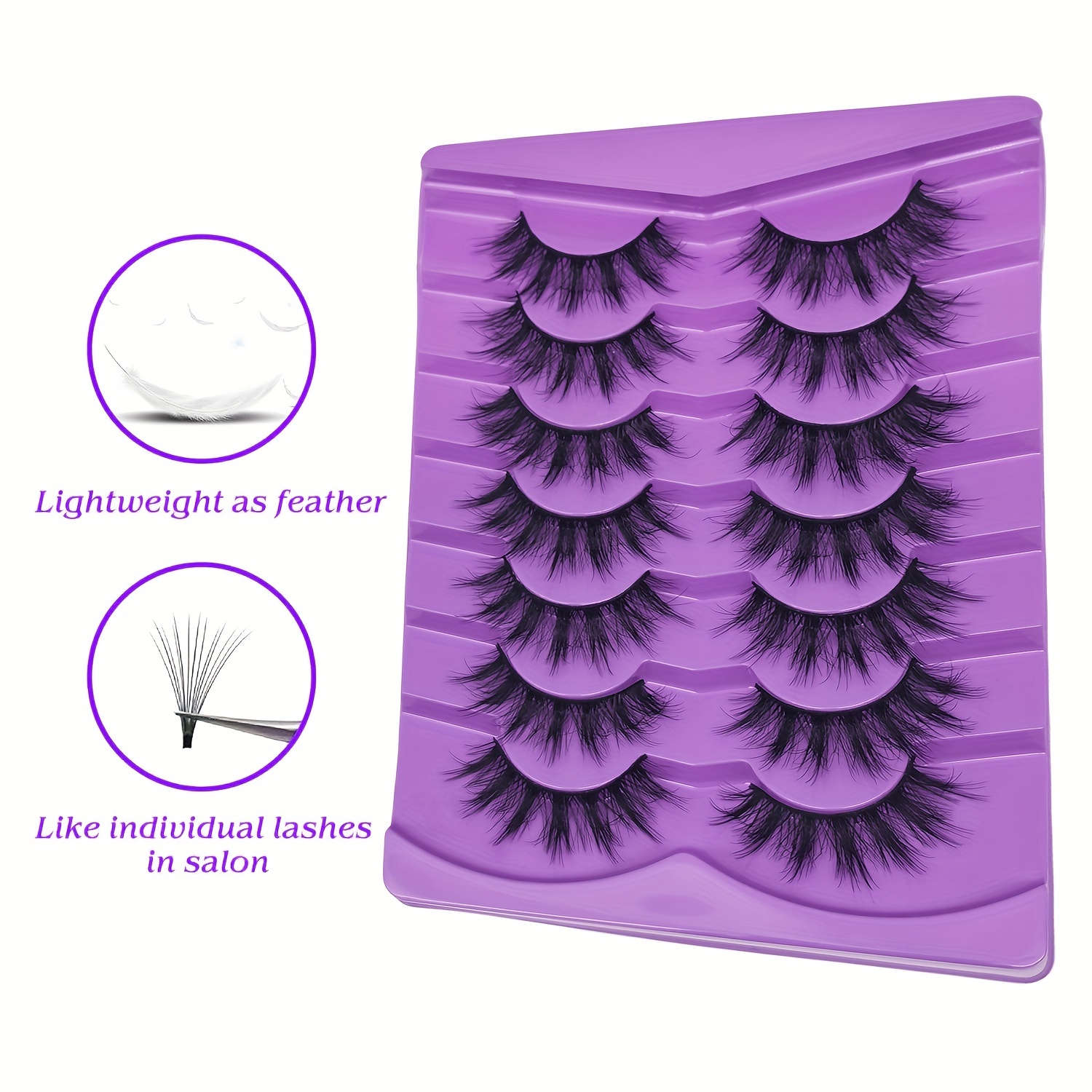 7 Pairs Fluffy False Eyelashes Strip Faux Mink Thick Volume 8D Dramatic