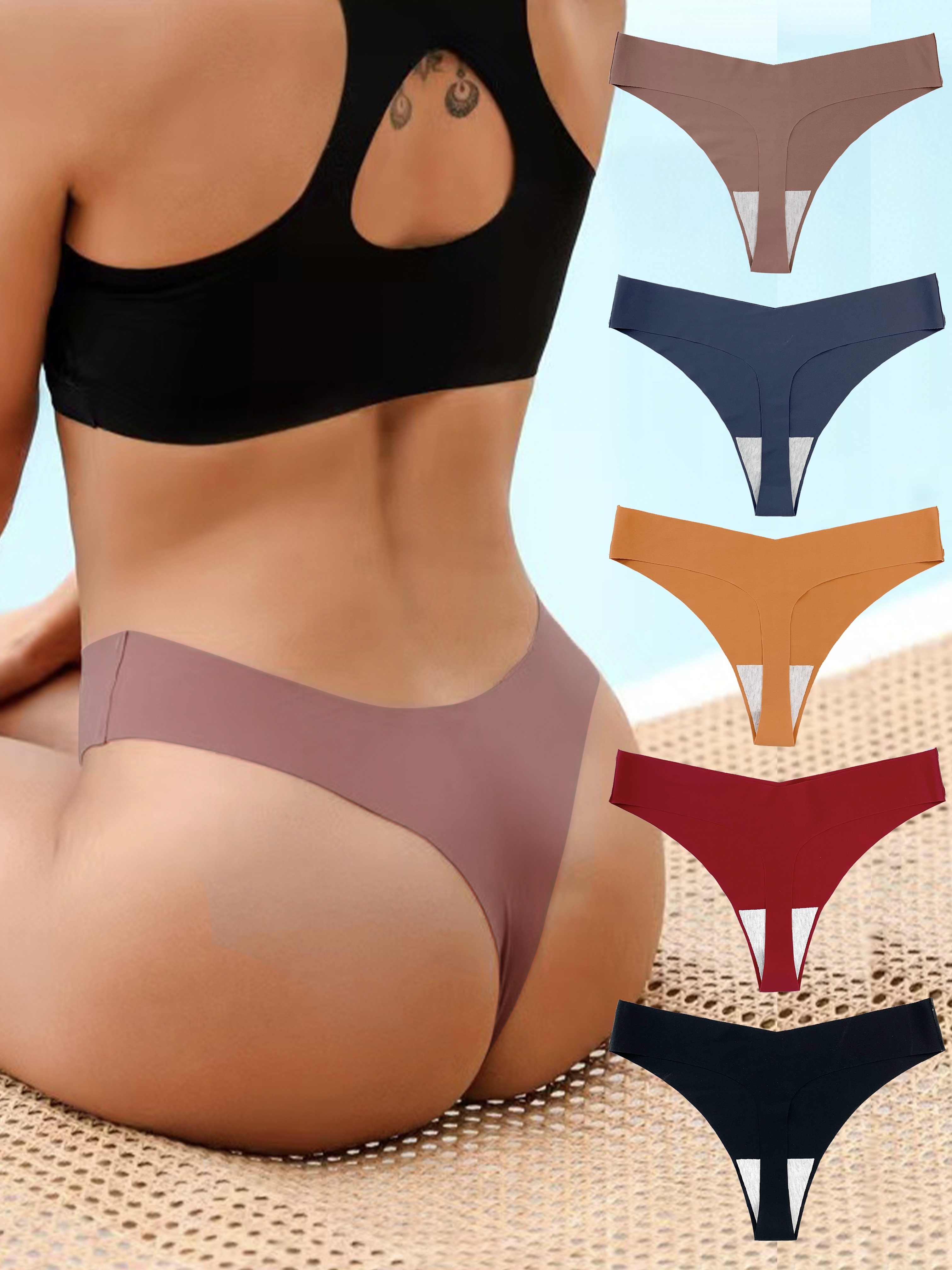 Seamless Bikini Underwear Women No Show Panties Soft - Temu Italy