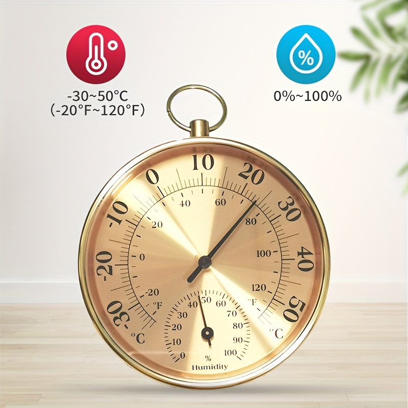 1pc, 9.84inch Indoor Thermometer, Large Outdoor Thermometers For Patio,  Round Wall Thermometer, No Battery Needed Hanging Thermometer