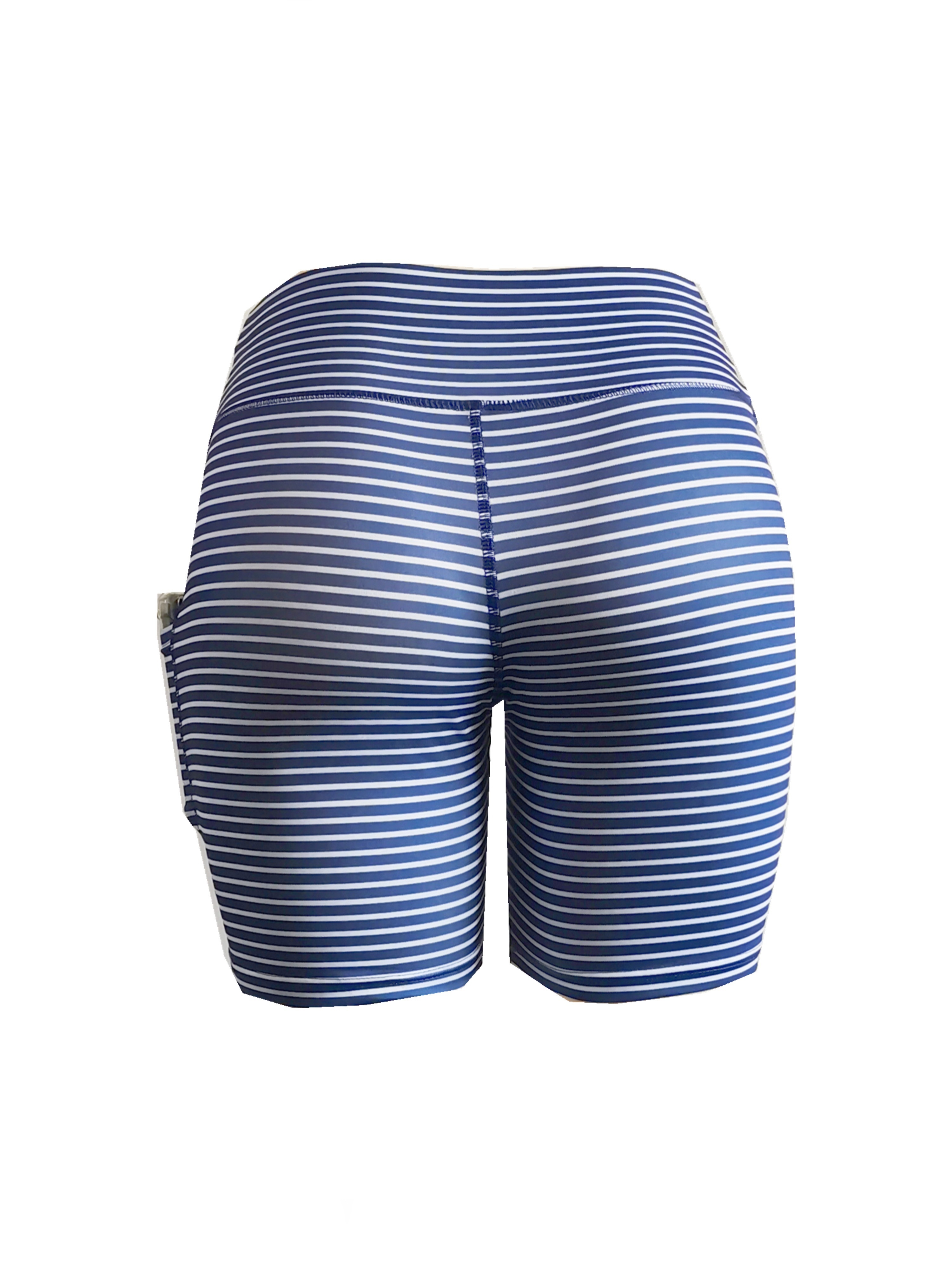 Fashion Stripes Butt lifting Shorts Side Pockets Stretchy - Temu