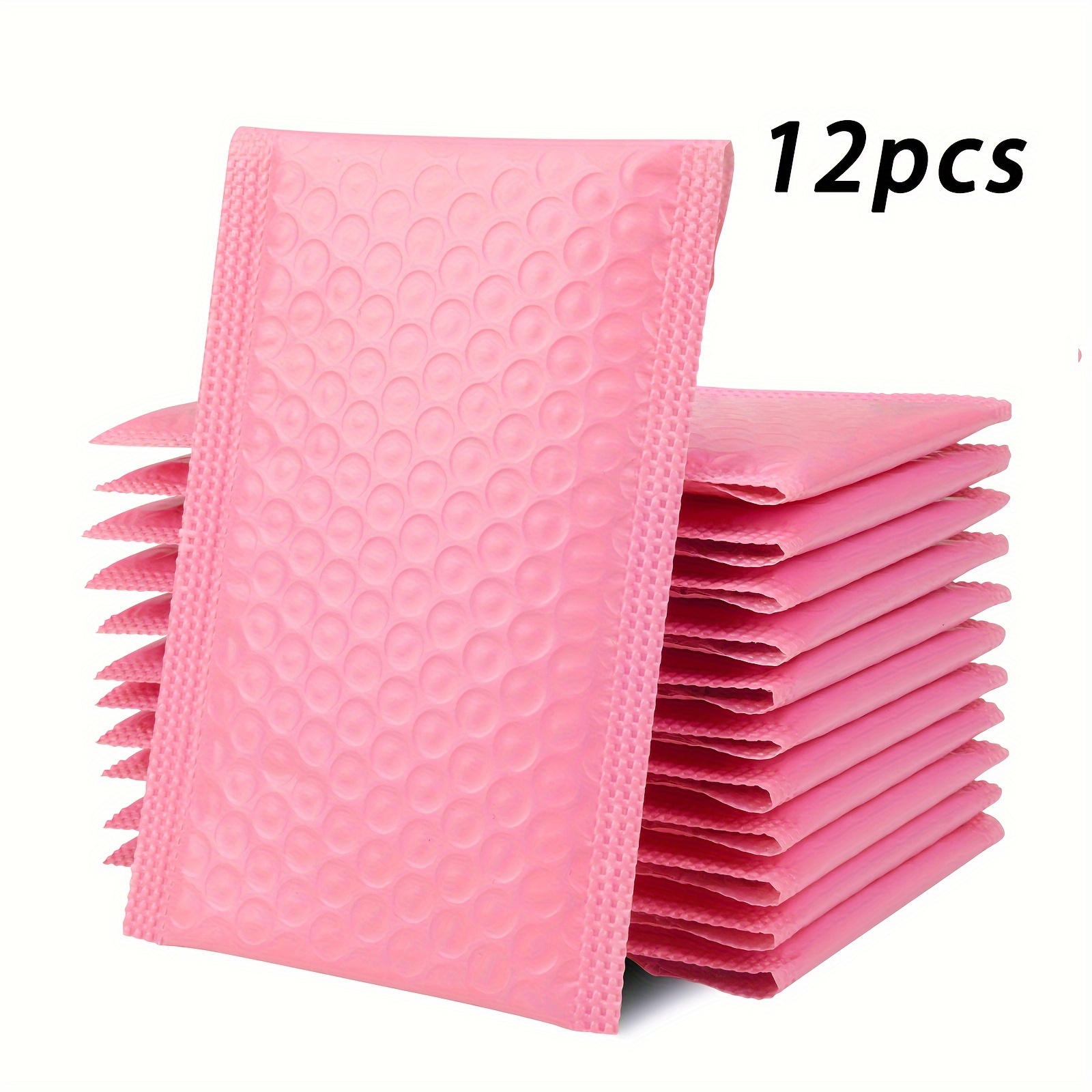 Image of 6pcs/12pcs Bubble Mailers 4x8 Inch Light Pink Poly Padded Envelopes Small Business Mailing Packages Opaque Self Seal Adhesive Waterproof Boutique Shipping Bags For Jewelry Makeup Supplies