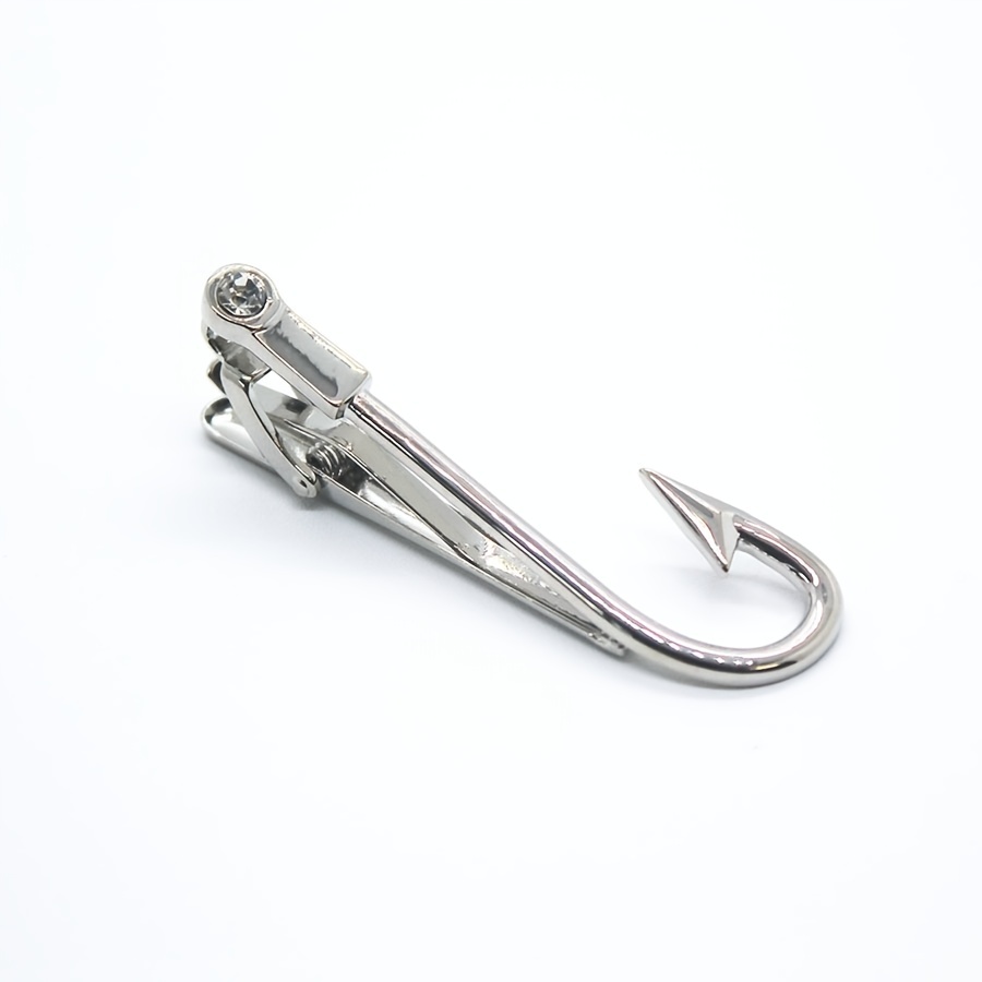 Silvery Fish Hook Shaped Tie Clip Hunter Tie Clip Men's Business Tie Pins