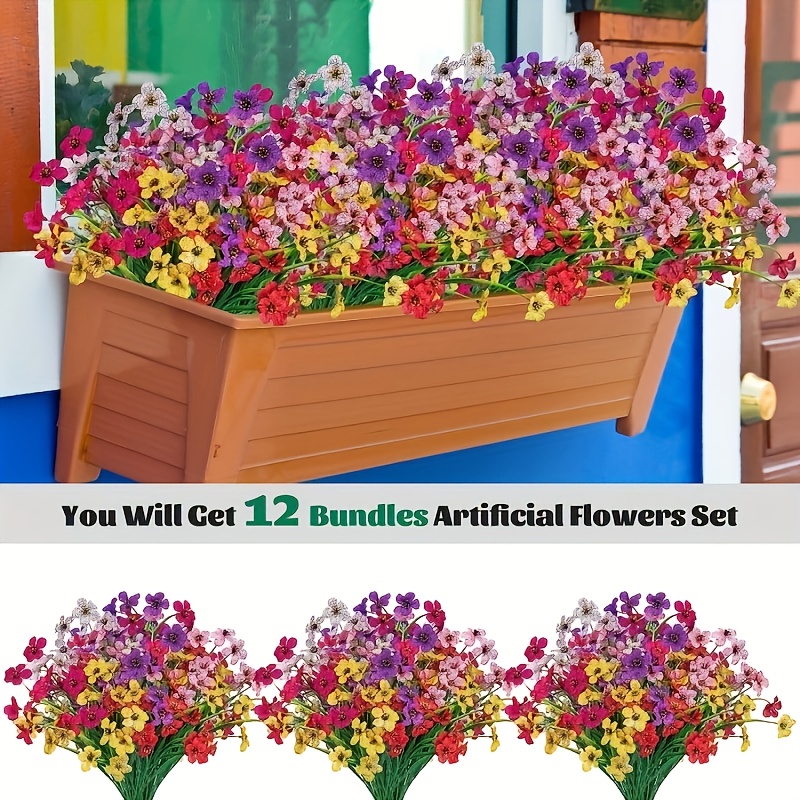 12 Paquetes Plantas Colgantes Artificiales Flores - Temu