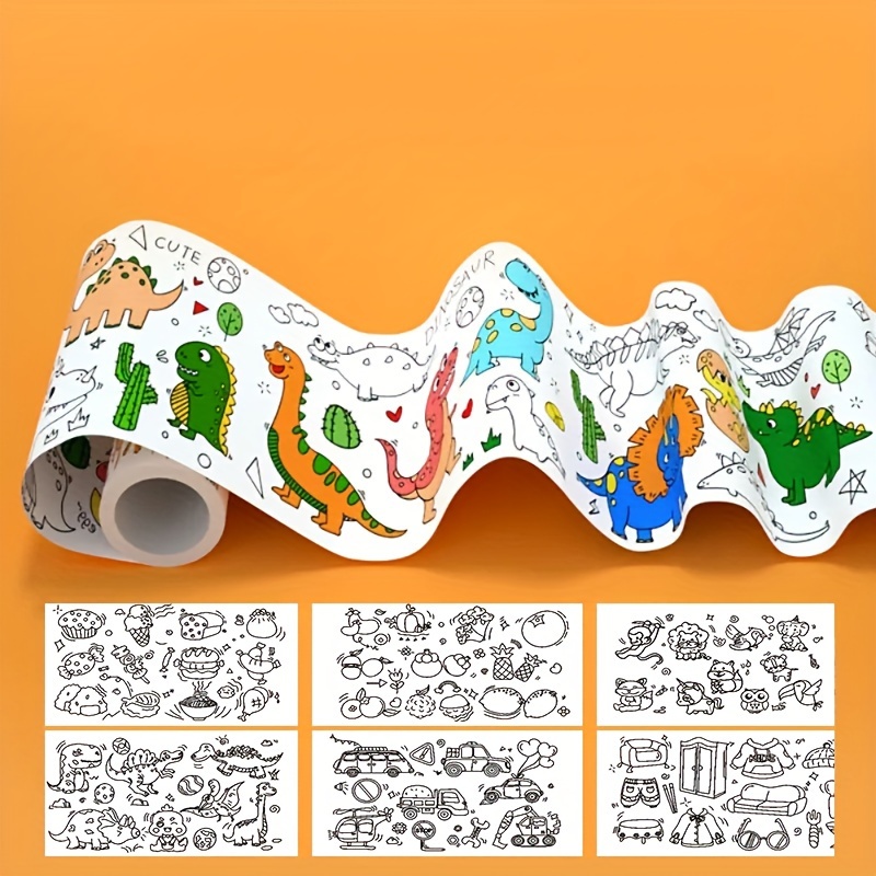 Children Coloring Paper Graffiti Scroll Drawing Roll DIY Sticky Color  Filling Paper Early Educational Gift Toys