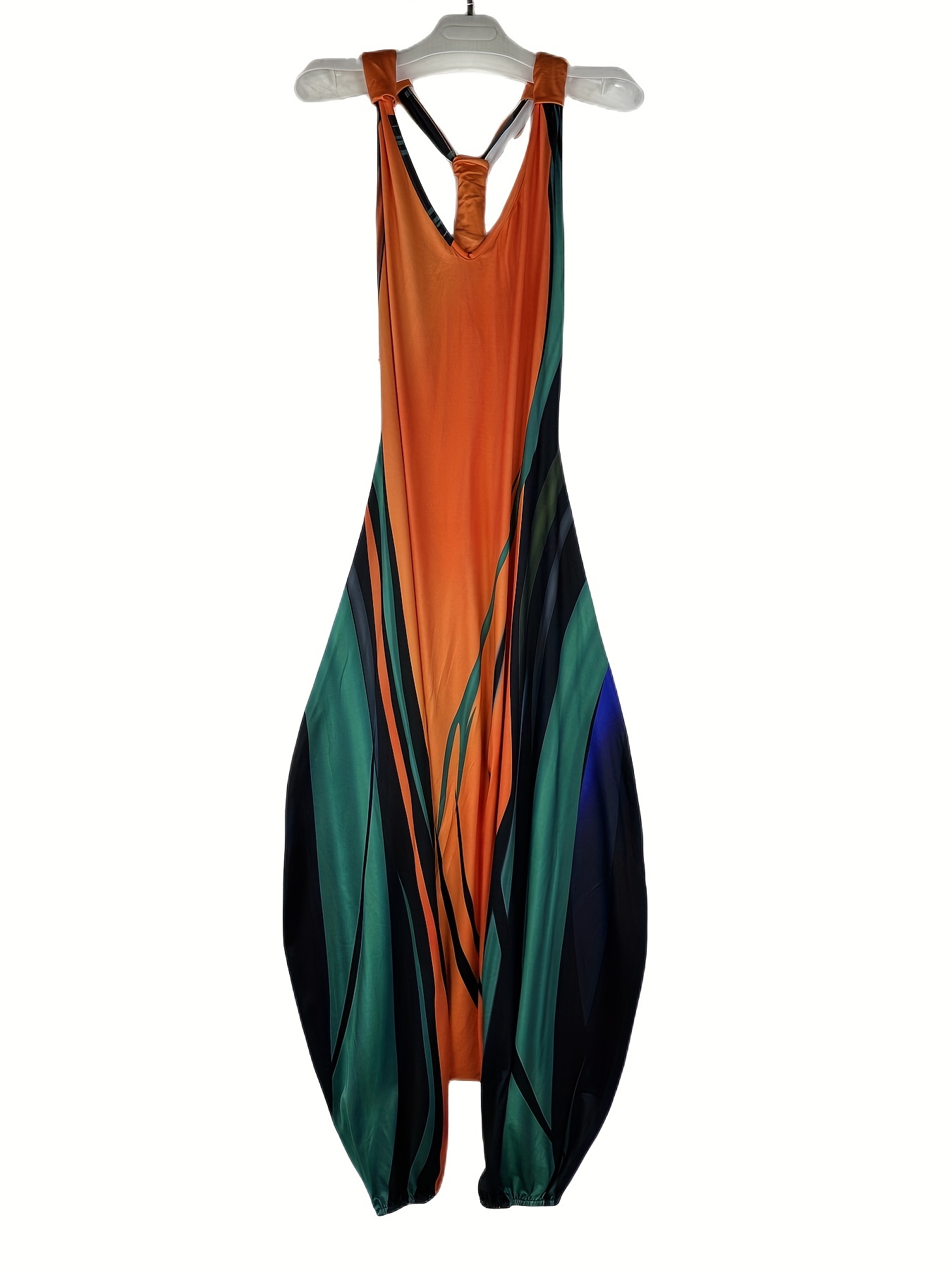Graphic Print V Neck Jumpsuit for Women