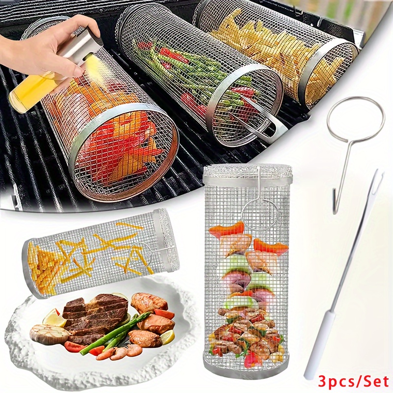 304 Stainless Steel Grill Row Reusable Grill Net Camping - Temu