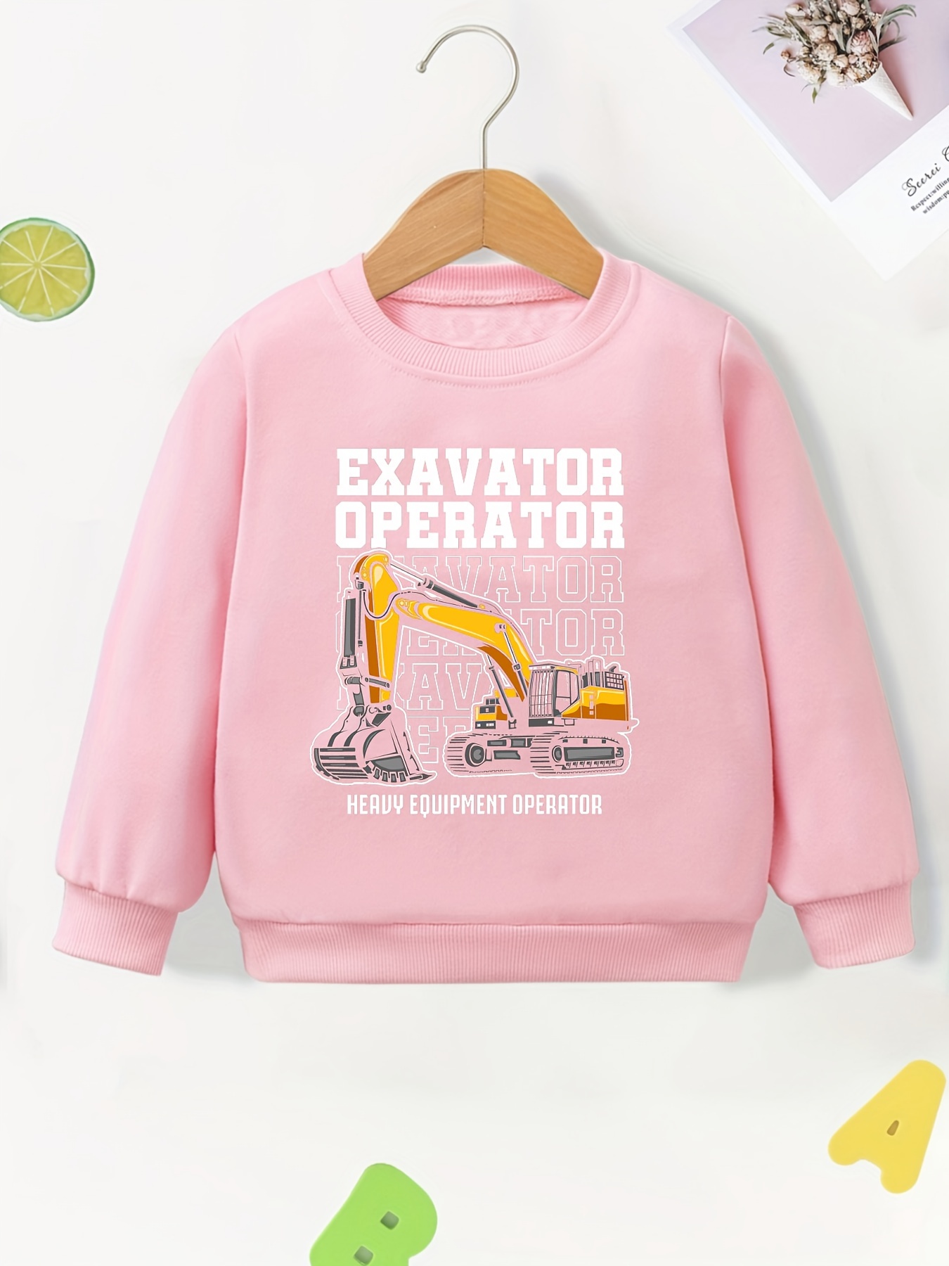 Toddler Boy Graphics Excavator Print Long-sleeve Pullover