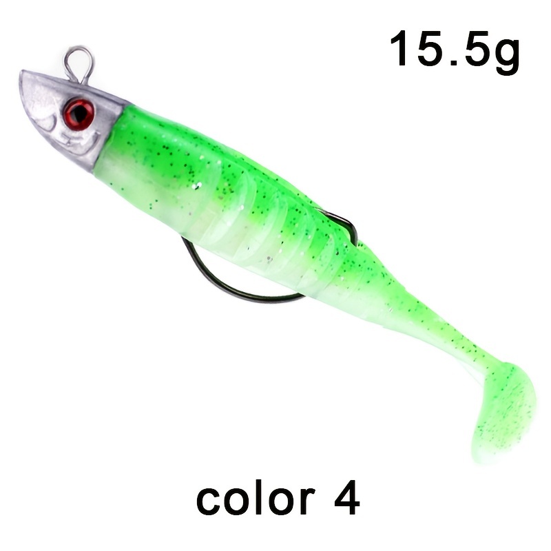 Wweixi 15pcs/set Luminous Paddle Tail Soft Grubs 50mm 1g Glow T Tail  Fishing Worm Lure Jig Head Soft Lure Bass Mandarin Fishing