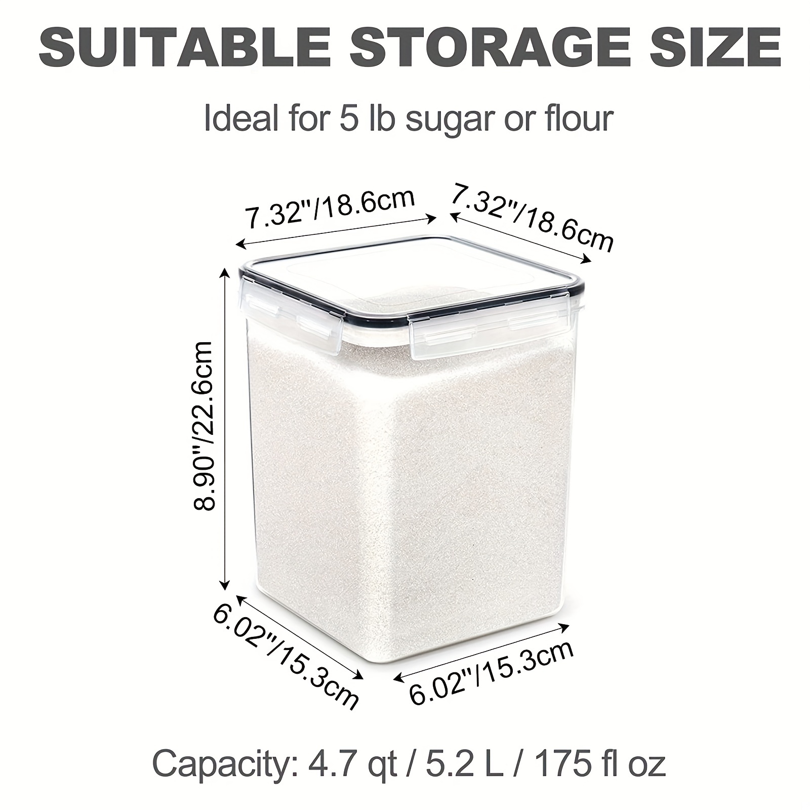 Extra Large Food Storage Containers with Lids Airtight for Flour, Sugar, Rice, Baking Supply Kitchen Pantry Bulk Food Organization, 2.8L