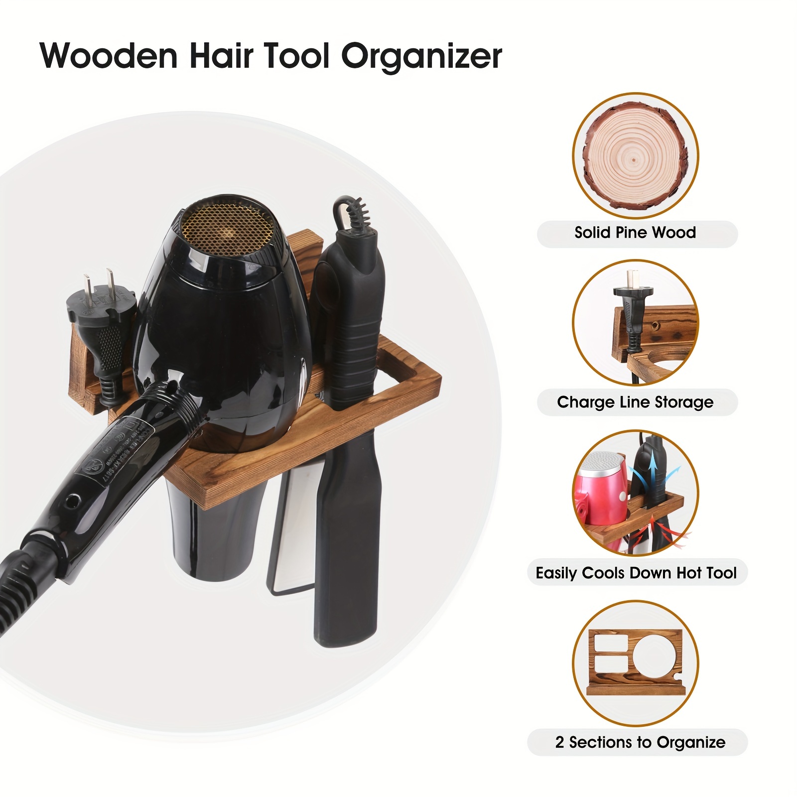 Curling Iron Holder Wall Mount Hair Styling Tool Storage - Temu