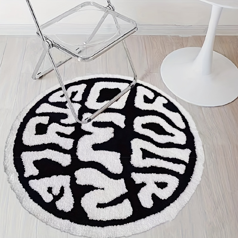 Modern Creative Letterbedroom Bedside Mat Black And White - Temu