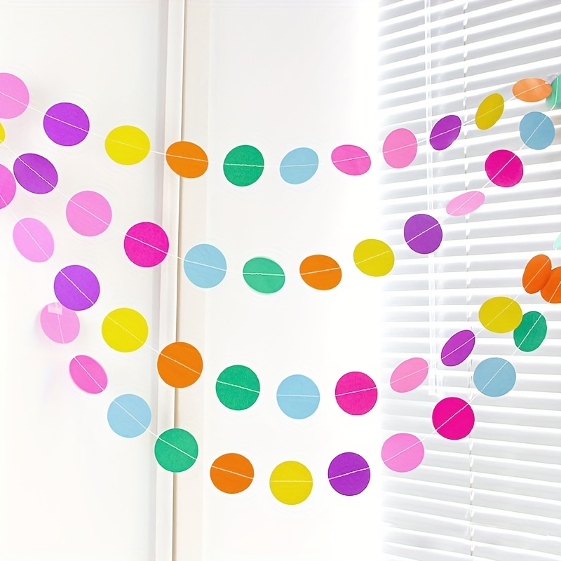 Colorful Paper Garland Circle Dots Party Hanging Rainbow - Temu