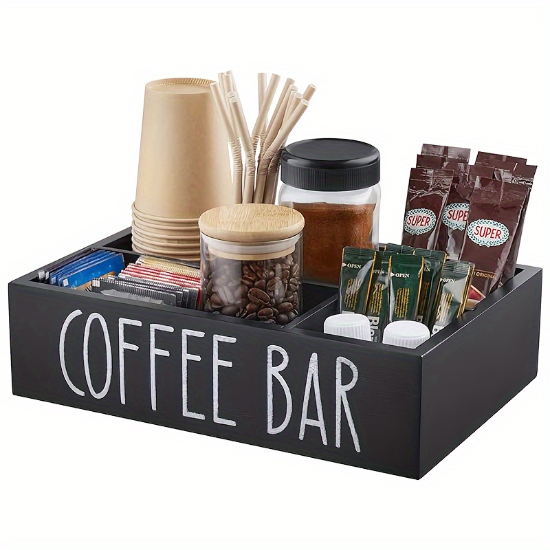 

1pc Contemporary Wooden Coffee Station Organizer For Rustic Decor And Accessory Storage