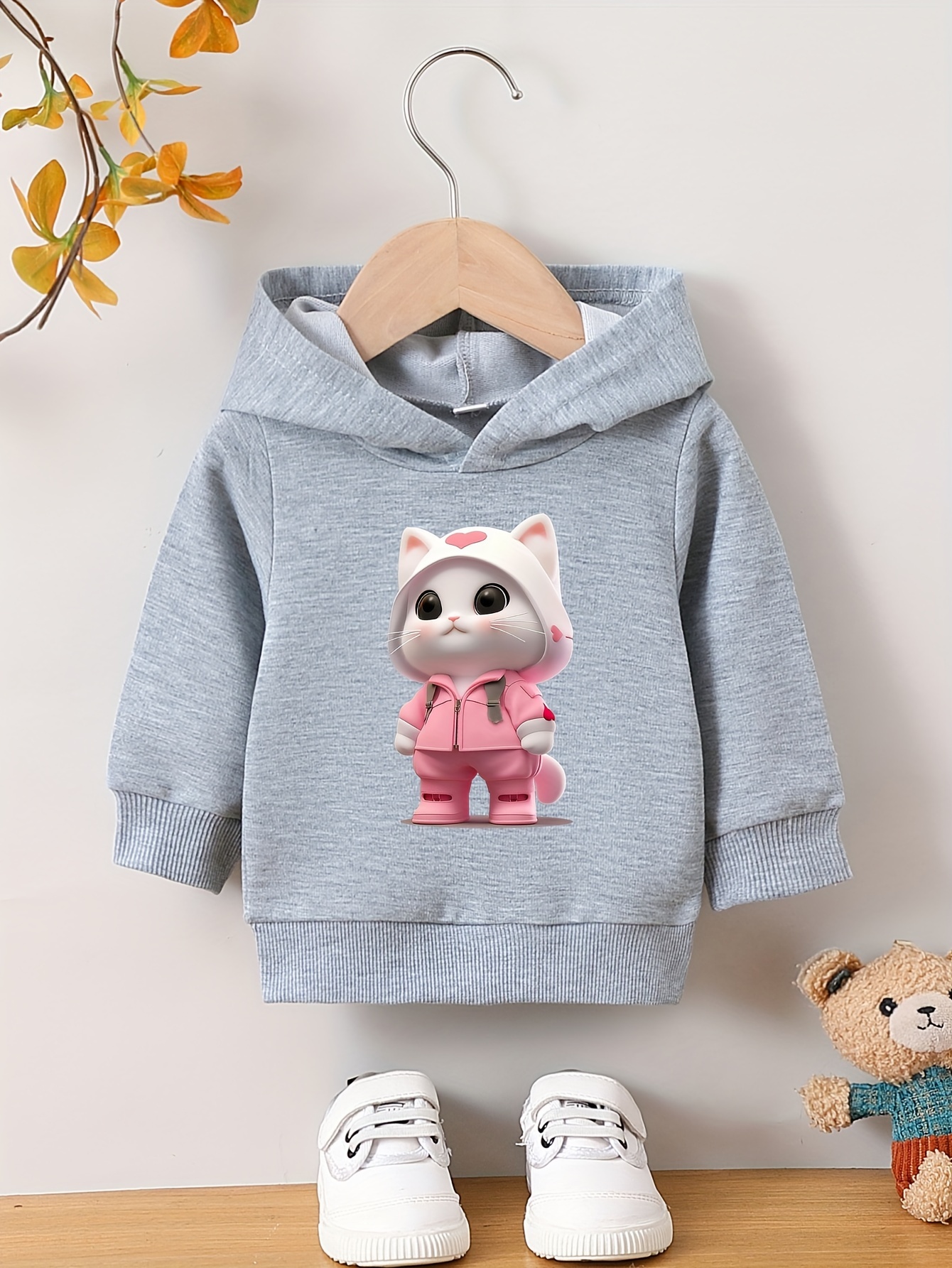 WDIRARA Toddler Girl's Cartoon Print Sweatshirt - Cute Graphic Long Sleeve Crewneck Top