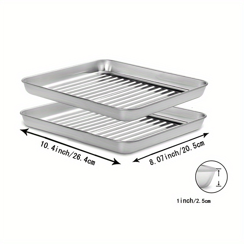 Small Baking Sheets with Rack, Mini Cookie Sheets and Nonstick Cooling Rack  & Stainless Steel Baking Pans & Toaster Oven Tray Pan, Rectangle Size 10.4
