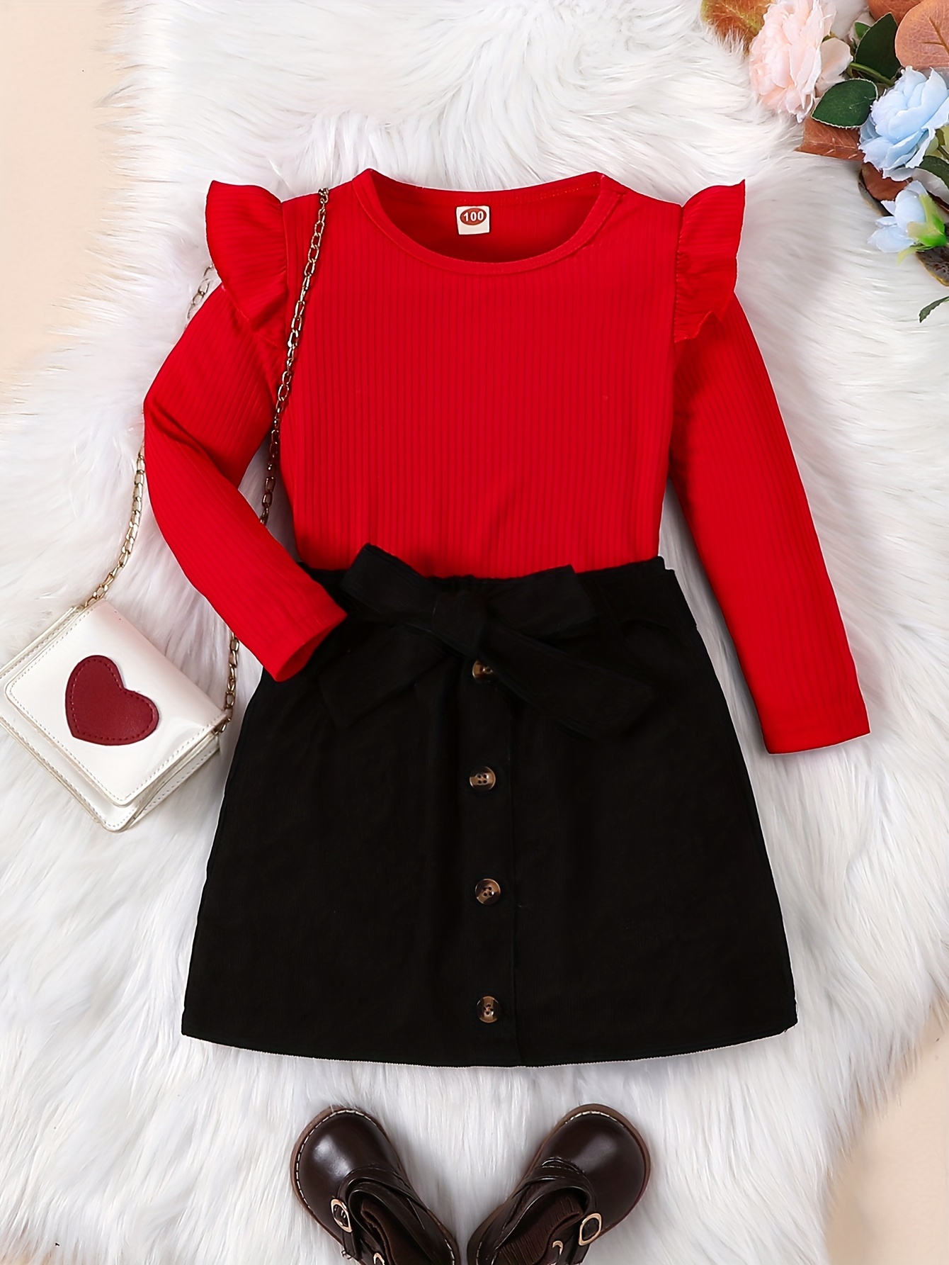 Toddler girl clearance red corduroy skirt