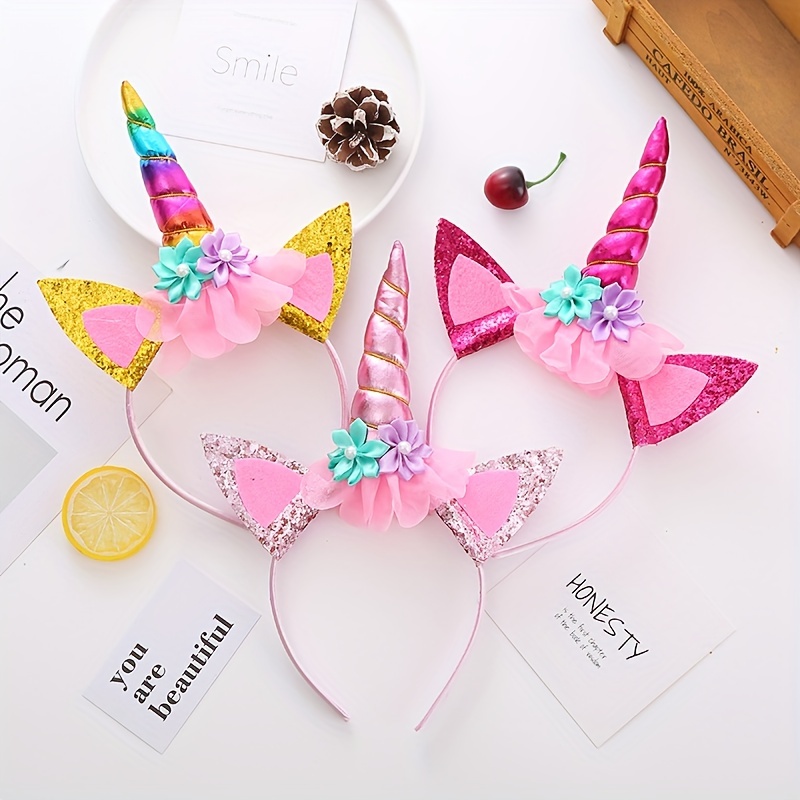 Diademas de unicornio con flores de colores  Unicorn headband, Unicorn  gifts, Unicorn hair
